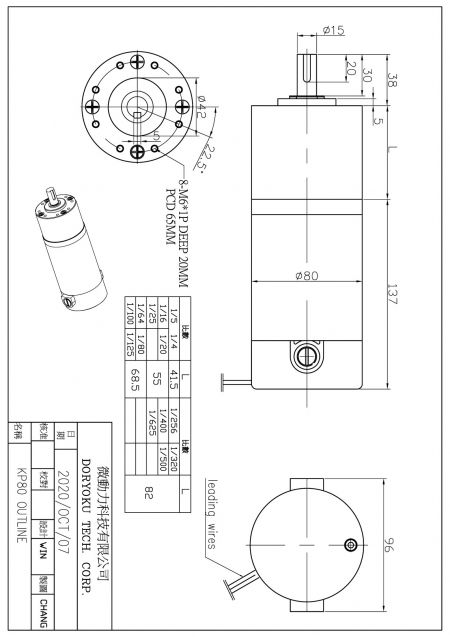 DC Sterke geborstelde motor met planetaire tandwielreductor Dia. 80mm