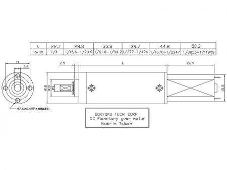 DC Planetaire tandwielmotor Dia. 18mm
