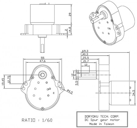 DC Spur Gear Motor G48-3529