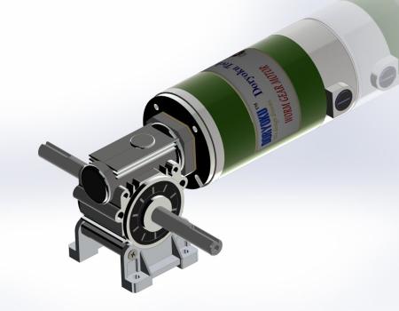 Motor de engranaje de gusano DC de 220W - Motor de engranaje de gusano DC WG80M, NMRV 030 56B14 instalado en herramienta de jardín, cortadora de césped. NMRV 040 o 63B14 es una opción.