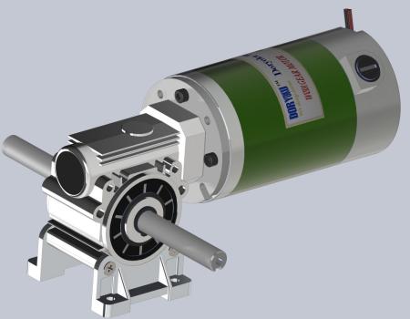 Motor de engranaje de gusano DC corto de 160W - Motor de engranaje de gusano DC WG80S.NMRV 030 56B14 instalado en herramienta de jardín, cortadora de césped. NMRV 040 o 63B14 es una opción.