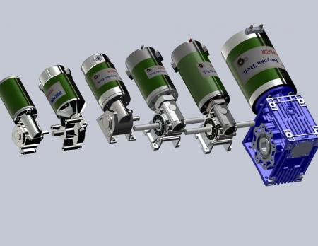 Motores de engranajes de tornillo sin fin - Reductores de engranajes de gusano de ángulo recto de corriente continua para cargas pesadas.