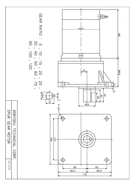 Motor de engranaje de pinzón DC SF124