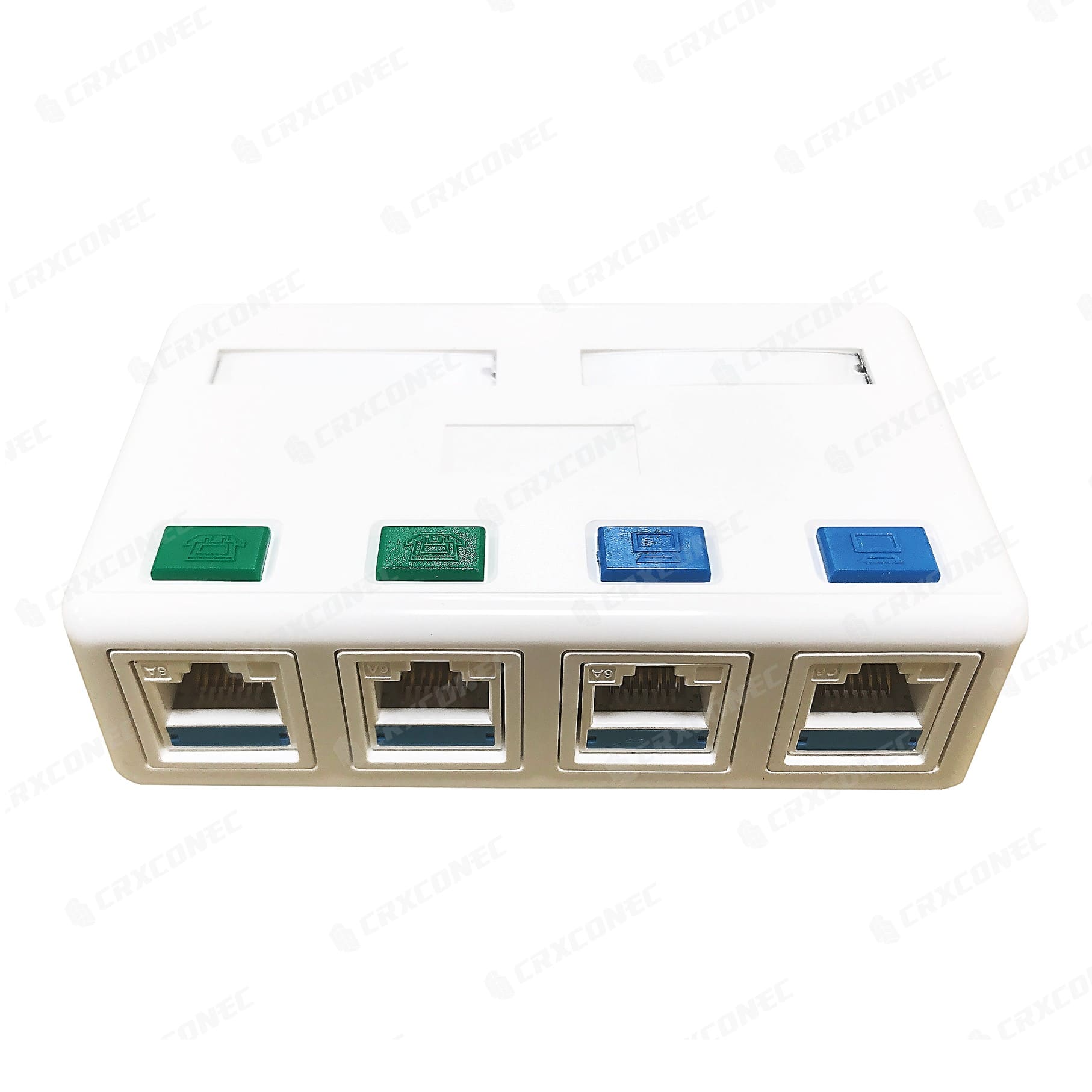 Blank Keystone Jack 4 Port Wall Surface Mount Box Advanced Fiber Cabling & Data Center
