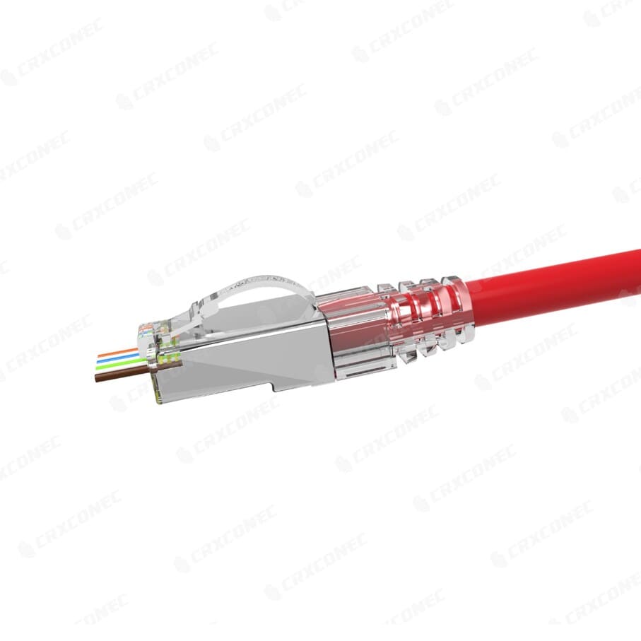 Conector RJ45 de paso fácil con pestillo de arco Cat5E STP  Infraestructura  avanzada de cableado de fibra y centro de datos de CRXCONEC