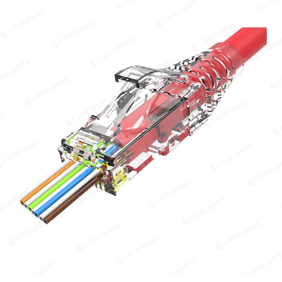 Cat6 UTP Arc Latch Easy Pass Through RJ45 Connector  Advanced Fiber  Cabling & Data Center Infrastructure from CRXCONEC