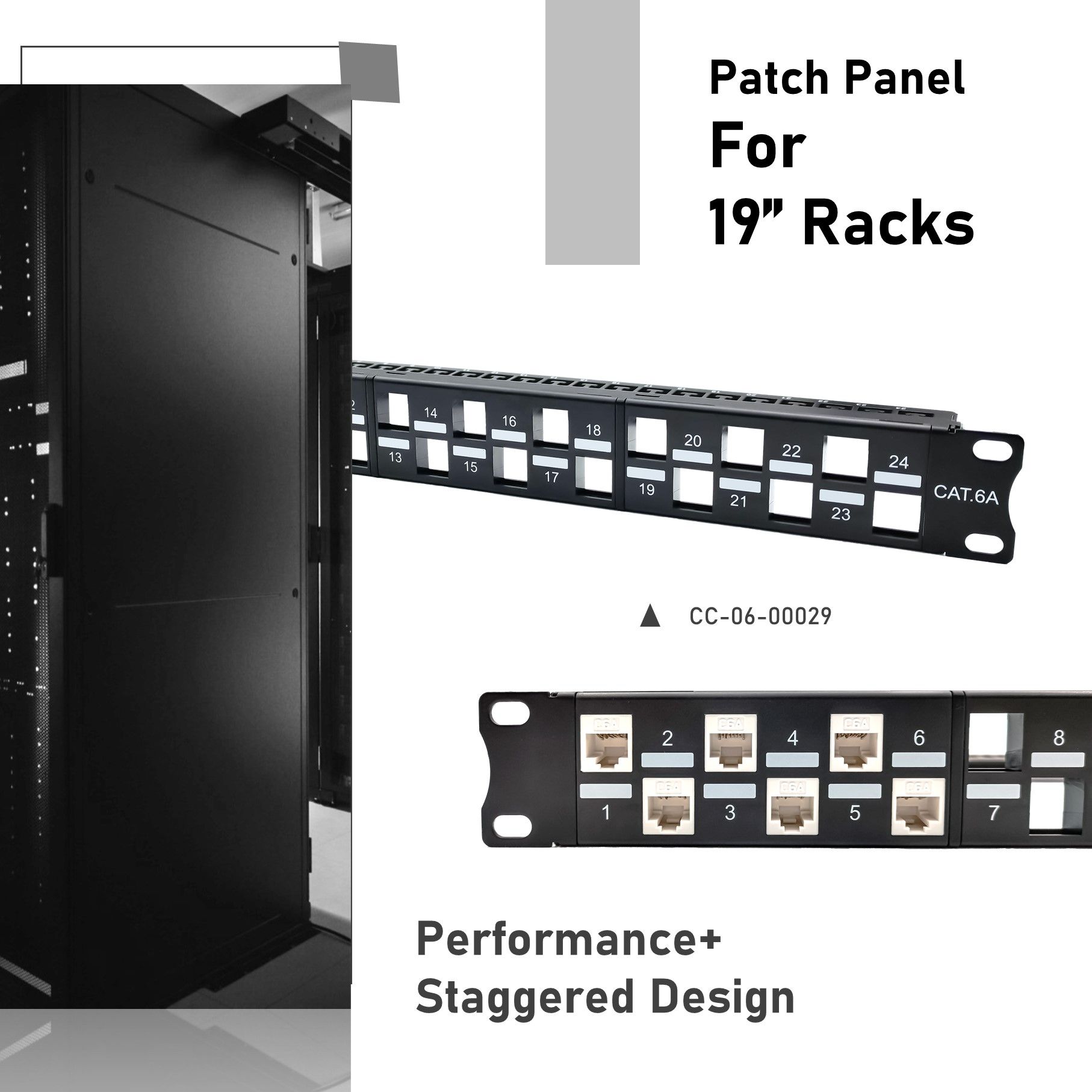 Pannello patch staggiato a 24 porte  Esperto in soluzioni di networking a  10 Gigabit e fibra ottica - CRXCONEC