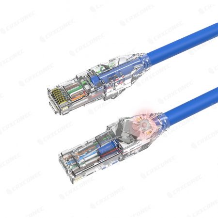 Kabel patch Cat6 UTP z designem LED, śledzący kabel patch - Kabel patch cord Cat.6 UTP nieekranowany z diodami LED do śledzenia