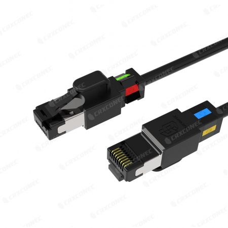 Cienki ekranowany kabel patch Cat6A z obrotowymi klipsami kolorowymi - Kabel patch 6A 30AWG