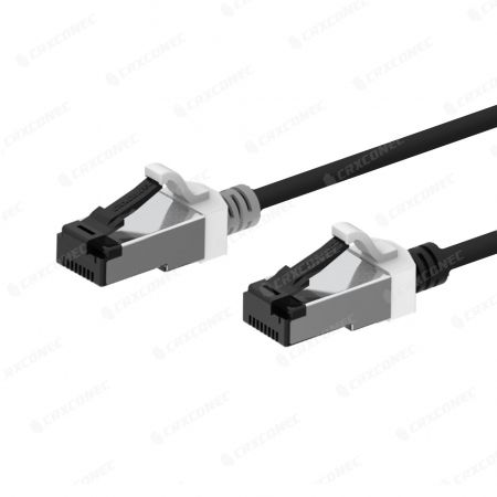 Cable de parche delgado Cat6A de doble PVC de 30AWG - Cable de parche Cat.6a de 30AWG en moldeado de color rojo