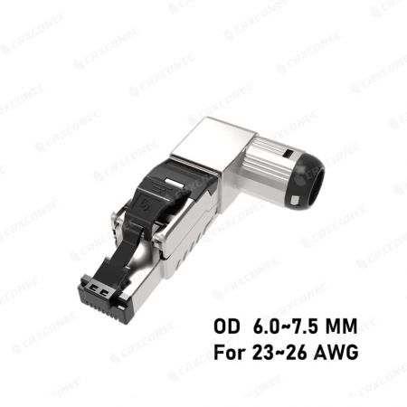 Cat7/ Cat6A Five Angled STP Toolless RJ45 Connector 6.0-7.5MM