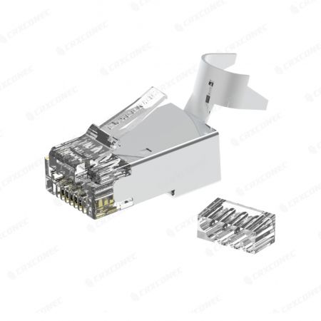 Plug Modular RJ45 STP Cat.6A dengan Penyaring Mudah UL Listed untuk jaringan 10 gigabit
