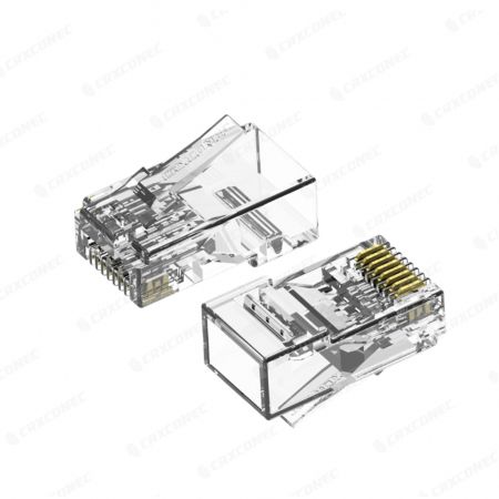 Cat.6A UTP Easy Pass Through RJ45 Connector Wire Hole 4 Up / 4 Down For 10 gigabit network