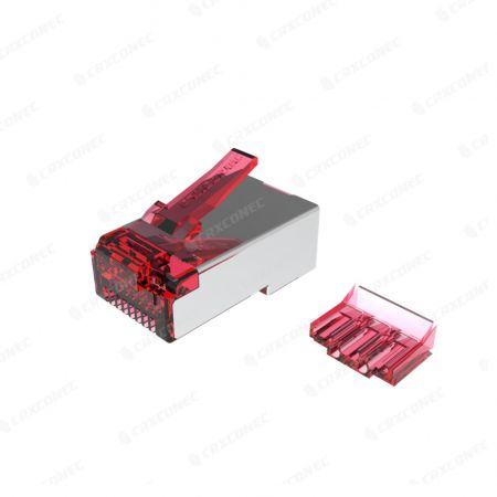 Lite Red Cat6 STP RJ45 Connector With Insert 6 Up/ 2 Down - Lite Red Cat.6 STP RJ45 Connector With Insert 6 Up/ 2 Down