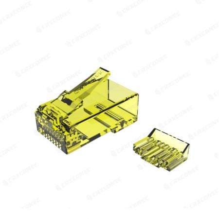 Lite Yellow Cat6A UTP Connector RJ45 With Insert 5 Up / 3 Down - Lite Yellow Cat.6A UTP Connector RJ45 With Insert 5 Up / 3 Down