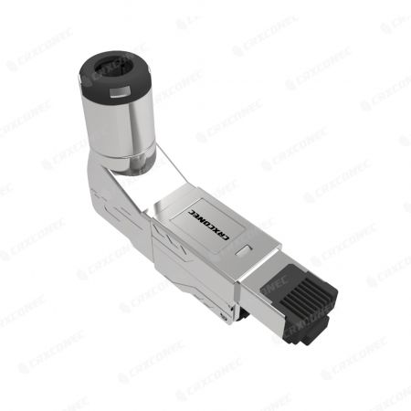 Angled Five-directional Toolless Industrial RJ45 Connector 7.5mm- 9.5mm For 10G