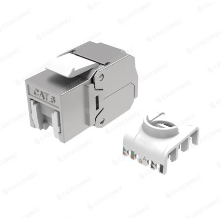 Cat.6 RJ45 180° Tool-free Jack With White Shutter Network Jack
