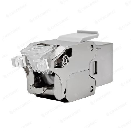 Network 4PPoE Cable-clamper Cat.6A 180 Degree Toolless Keystone Jack