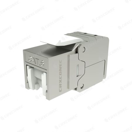 Werkzeugloser 180-Grad-STP-Cat6-lineare RJ45-Keystone-Buchse mit Verschluss