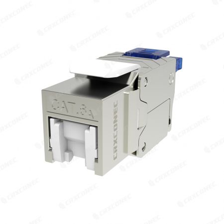 Conector Keystone sem ferramenta Cat6A STP Linear com obturador