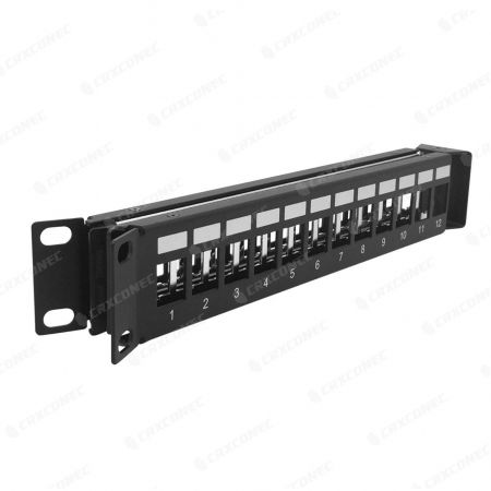 Panel Keystone tipo V de 1U con 24 puertos tipo UTP para montaje en rack