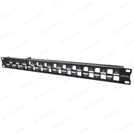 24 Port Blank Keystone Patch Panel Cat.6A With Support Bar
