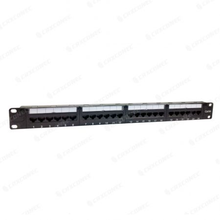 Cat6A UTP 1U 24 Port Modular Panel with Support Bar - C6A unscreened 24 port patch panel