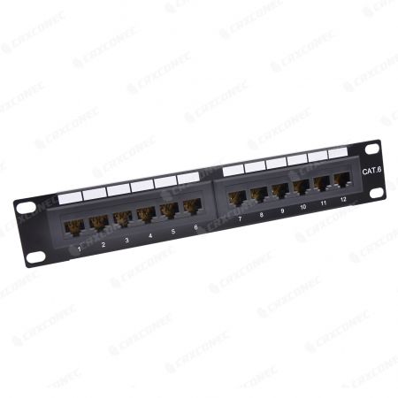 Panel de módulo IDC de 12 puertos UTP Cat6 a 180 grados - Panel de parcheo de keystones montado en pared Cat6 para cableado