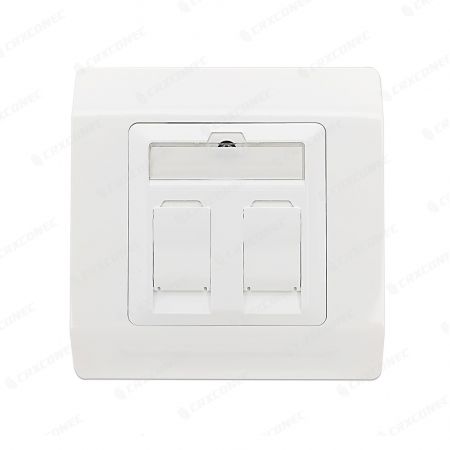German Style 2 Port Ethernet Wall Plate With Shutter 80*80MM - German Style 2 Port RJ45 Wall Plate With Shutter 80*80MM