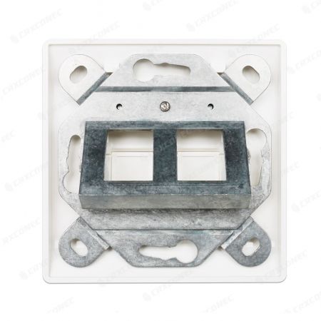 German Style 2 Port RJ45 Wall Plate With Shutter 80*80MM Ethernet Faceplate