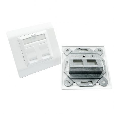 German Style 2 Port RJ45 Wall Plate With Shutter 80*80MM Network Faceplate