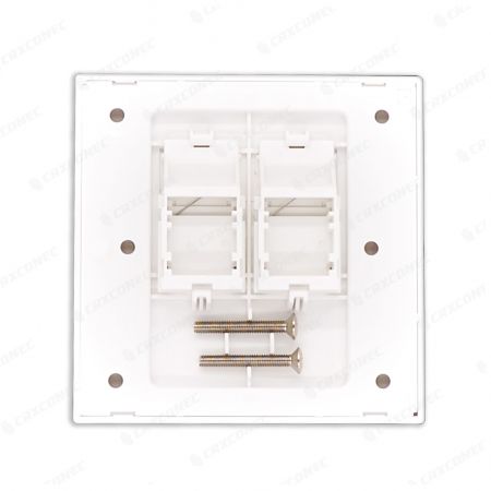 British Style 2 Port Flat RJ45 Shuttered Faceplate For ethernet Connection