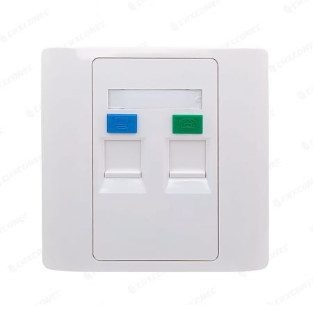 British 2 Port Colored Icon Ethernet Wall Plate, 86x86mm - British 2 Port Colored Icon Ethernet Wall Plate, 86x86mm