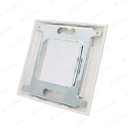 Frame Faceplate Snap-In Gaya Perancis Gang Tunggal RJ45 80*80MM Untuk koneksi Ethernet