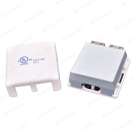 Cat6A STP Surface 2 port mounting box with module design For 10 gigabit network