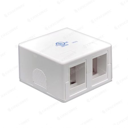 2 port network surface mount box white color - Double keytone jack box