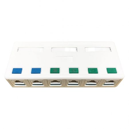 Fal üres 6 portos RJ45 felületre szerelhető doboz Ethernet patch kábelhez
