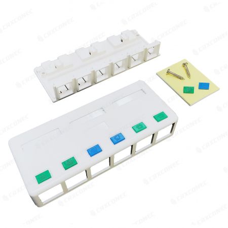 Wall blank 6 Port RJ45 Surface Mounted Box for network patch cable