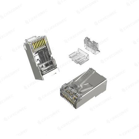 Cat6 STP RJ45 Connector With Insert 4 Up / 4 Down  Advanced Fiber Cabling  & Data Center Infrastructure from CRXCONEC