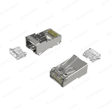 Shielded RJ45 CAT6 CAT6A Pass Through Connectors - 3 Prong 8p8c Gold Plated  Ethernet Ends for FTP/STP Network Cable & Solid Wire 20pack - China STP  RJ45 Connector, Shielded RJ45 Connector