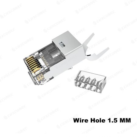 Connettore RJ45 schermato Cat6A con design a coda, certificato UL, con  spessore di 1,5 mm