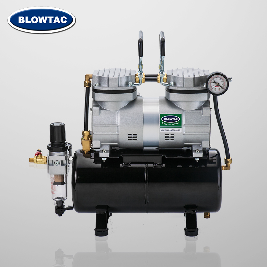 Double cylinders Mini Air Compressor with Tank - Airbrush Compressor, Made  in Taiwan Air Pumps & Ring Blowers Manufacturer