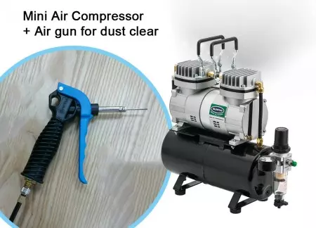 Mini compresseur d'air + pistolet à air pour le dépoussiérage