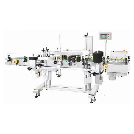 Panel Labeling Machine - Front view of the CY-3100 automatic panel labeling machine, showcasing its stainless steel construction and conveyor system.