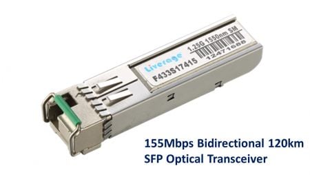 Transceptor óptico SFP bidireccional de 155Mbps a 120km