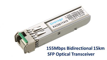 Transceptor óptico SFP bidireccional de 155Mbps a 15km