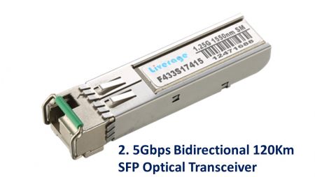Transceptor óptico SFP bidireccional de 2.5 Gbps y 120 km