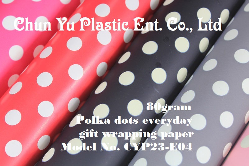80gram gift wrapping paper printed with Polka dots designs for presents packaging