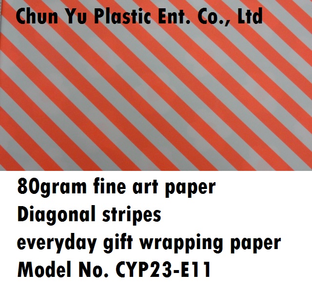 80gram gift wrapping paper printed with diagonal stripes designs for gift preparing