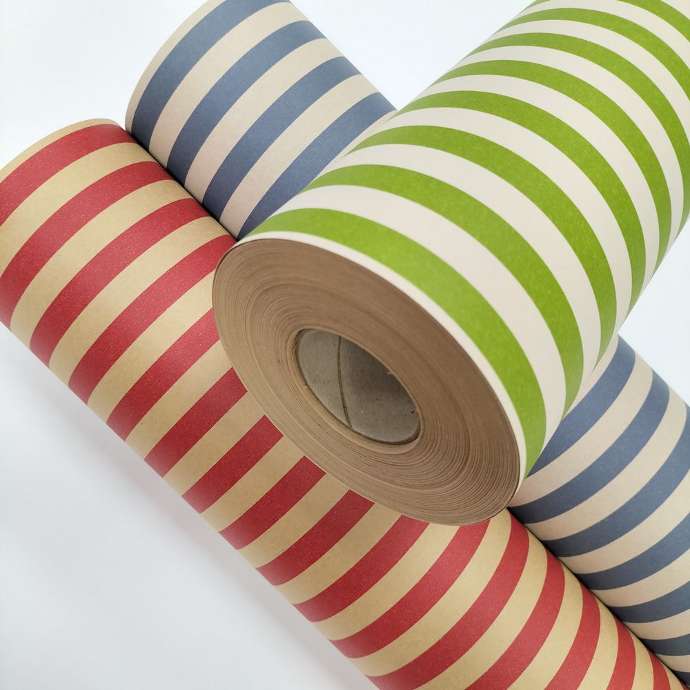 factory manufacturer customized color print brown kraft gift packing paper rolls for gift wrapping